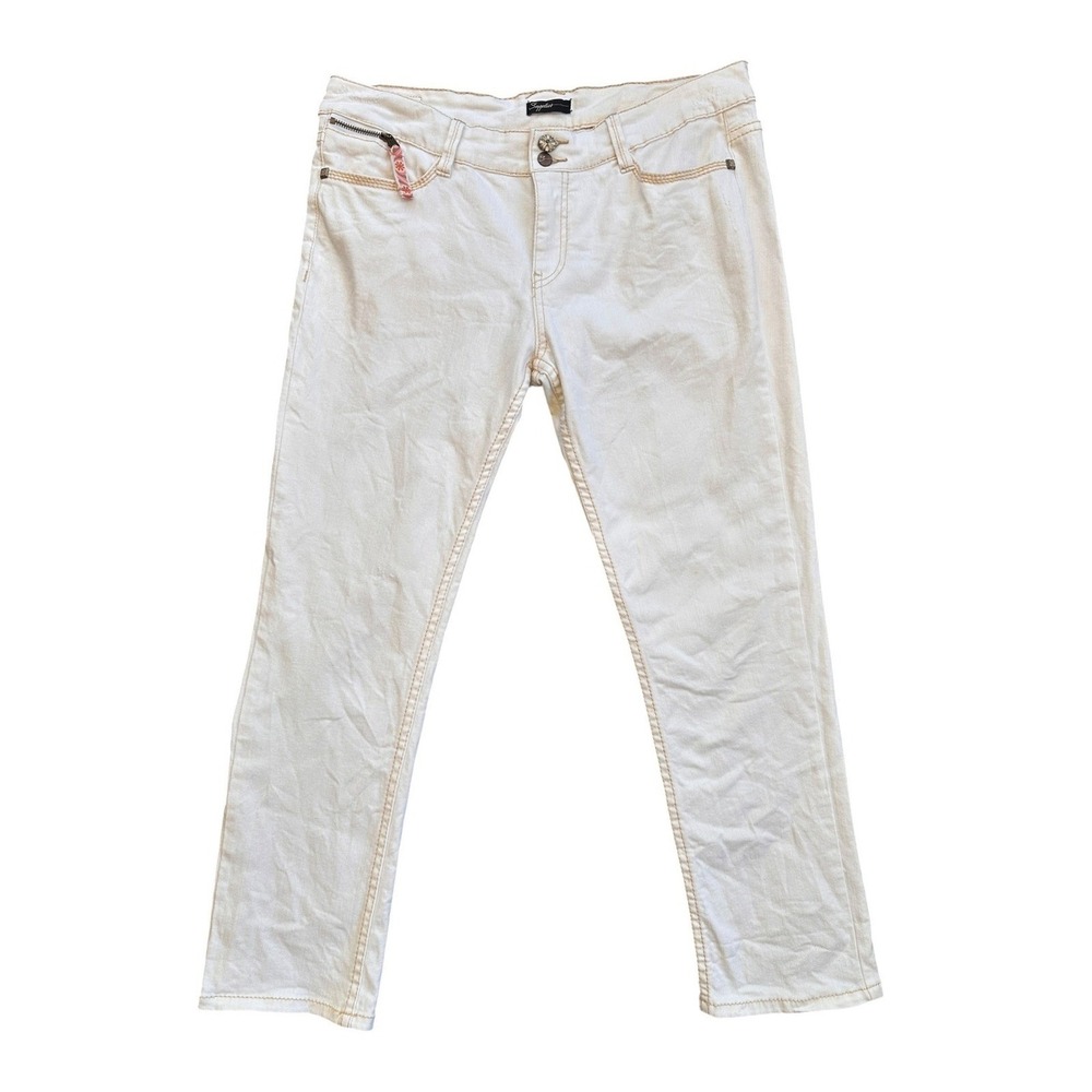 Supplies by Union Bay Jeans Wmns 34x27 White Straight Leg Embroidered Y2K Denim
